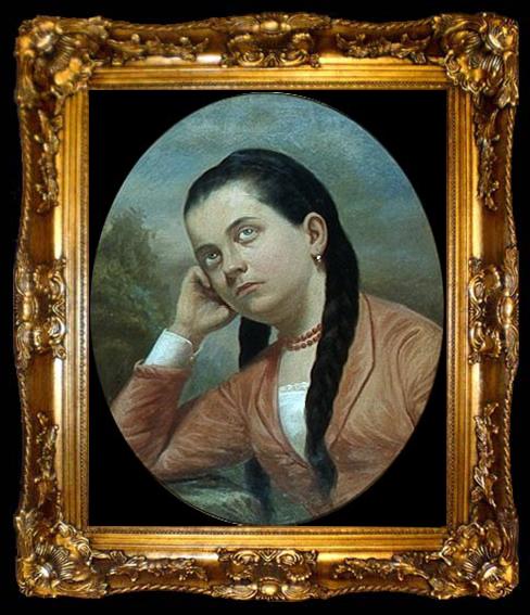 framed  Almeida Junior Portrait of a young woman, ta009-2